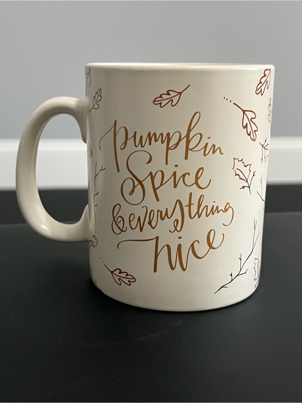Primitives by Kathy Cream and Gold Pumpkin Spice Ceramic Mug